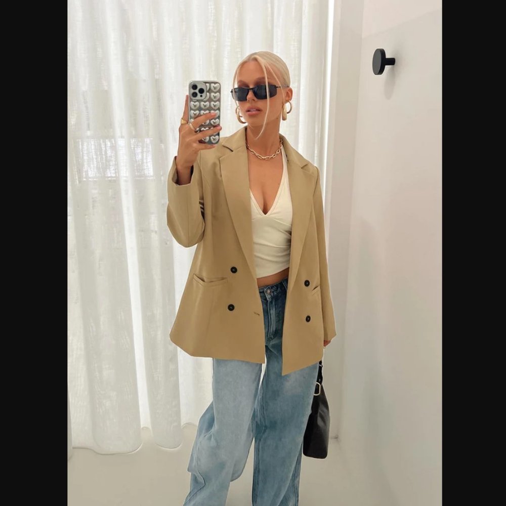 Princess Polly Lioness Wyoming Mocha Tan Oversized Blazer XL - Picture 6 of 11